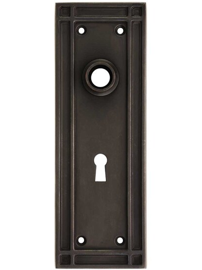 Mission Forged-Brass Back Plate with Keyhole in Oil-Rubbed Bronze.
